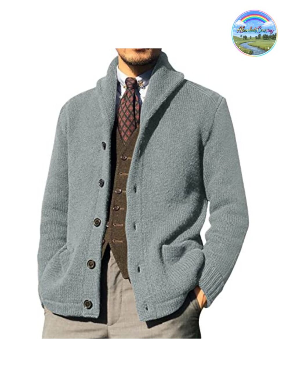 Men's Shawl Collar Cable Knit Cardigan Sweater